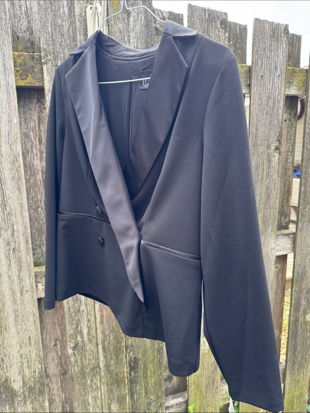 Alex Evenings Black Satin-Trim Evening Blazer